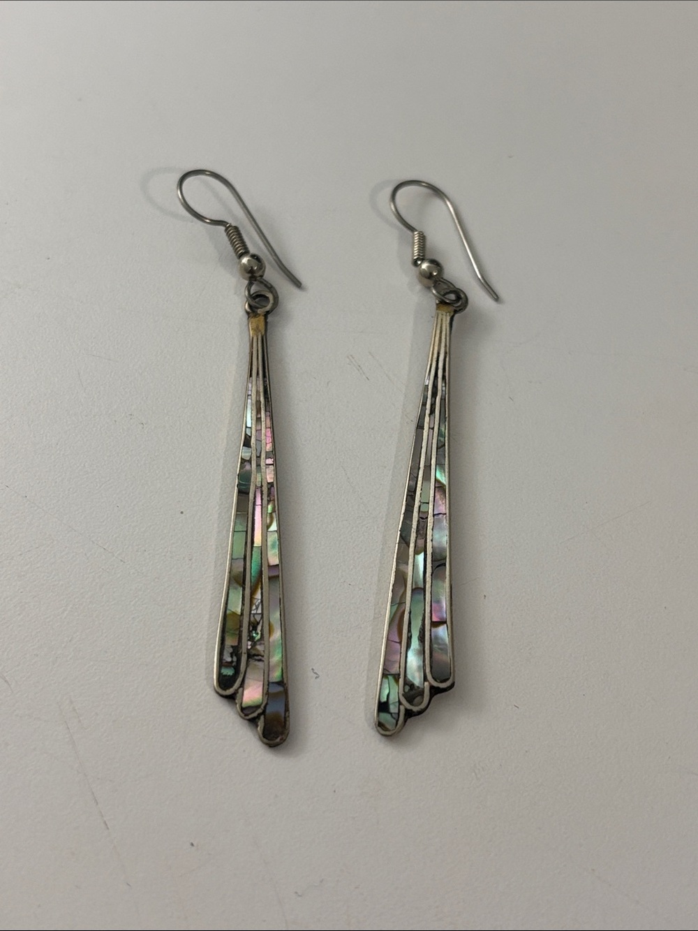 Vintage Abalone Alapaca Mexico Earrings